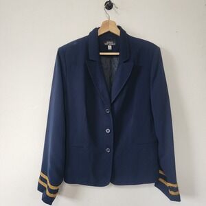 Womens Sant Angelo Blue Military Blazer Jacket 14 Gold Cuffs Nautical Sailor
